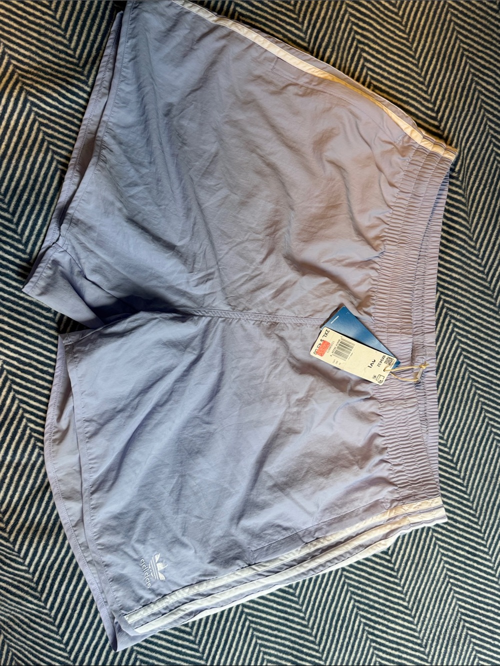 adidas Lavender Athletic Shorts with White Side Stripes